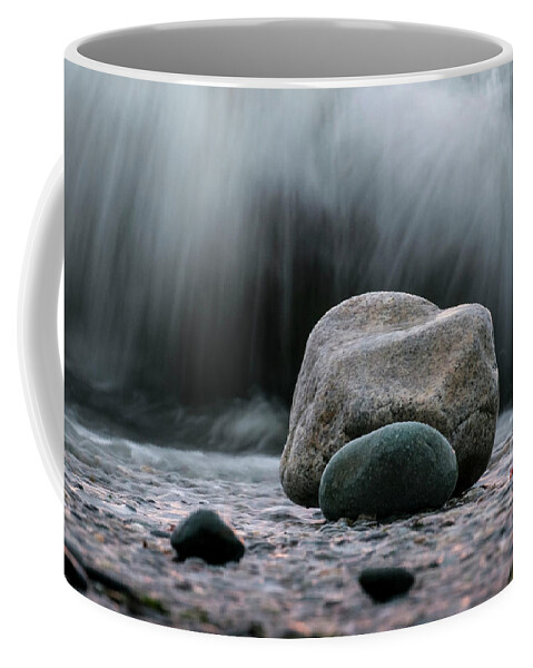 Scenic Coffee Mug featuring the photograph The Rocks at the End of Hastie Road by Mary Lee Dereske