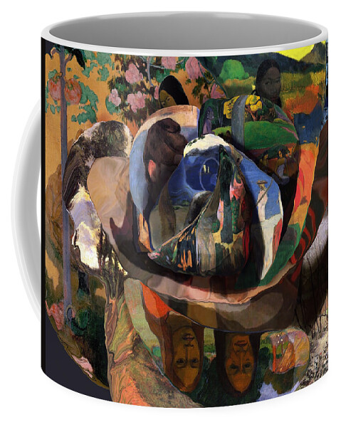 Abstract In The Living Room Coffee Mug featuring the digital art The Rose of Gauguin by David Bridburg