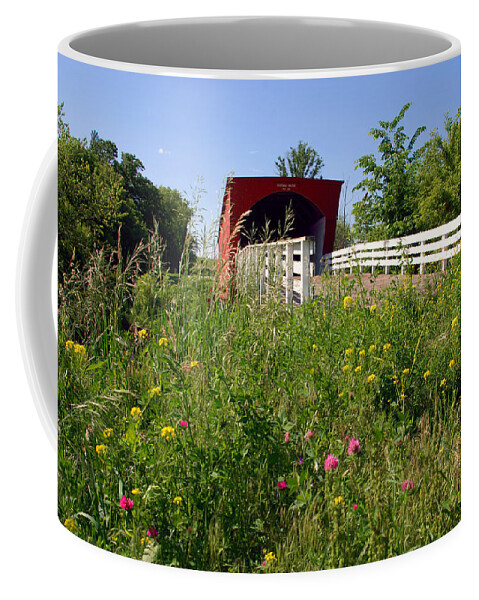 Photography Coffee Mug featuring the photograph The Roseman Bridge in Madison County Iowa by Susanne Van Hulst
