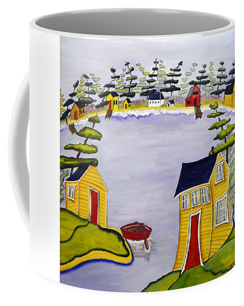 Abstract Coffee Mug featuring the painting The Row Boat by Heather Lovat-Fraser