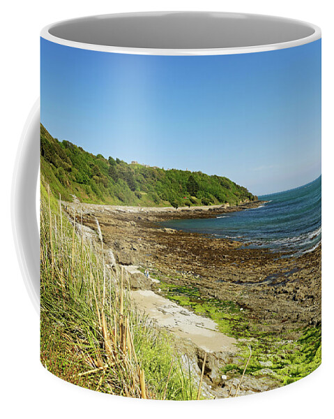 Britain Coffee Mug featuring the photograph The Rugged Castle Beach - Falmouth by Rod Johnson