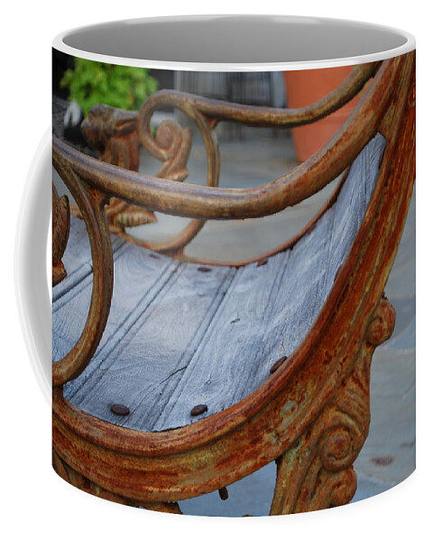 Bench Coffee Mug featuring the photograph The Rusty Bench by Emily Page
