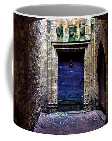 The Secret Behind The Medieval Blue Door Coffee Mug featuring the photograph The Secret behind the Medieval Blue Door by Silva Wischeropp