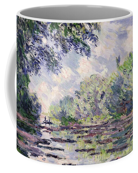 French Coffee Mug featuring the painting The Seine at Giverny by Claude Monet
