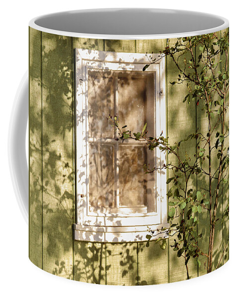 Bonnie Follett Coffee Mug featuring the photograph The Shed Window by Bonnie Follett