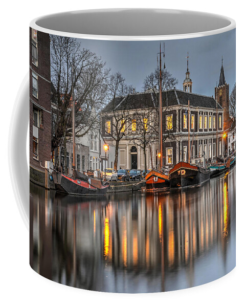 Schiedam Coffee Mug featuring the photograph The Short Harbour in Schiedam by Frans Blok