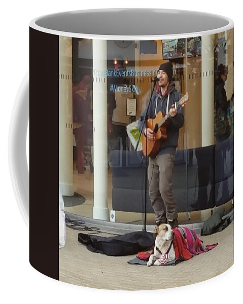 Singer Coffee Mug featuring the photograph The Singer and His Dog by Vic Ritchey