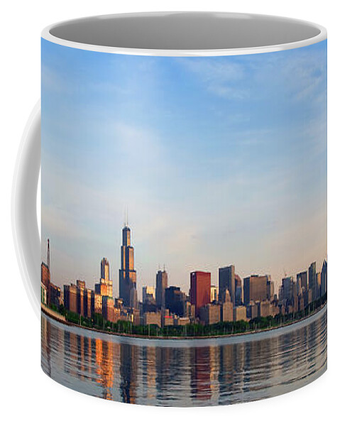 Built Structure Coffee Mug featuring the photograph The Skyline of Chicago at Sunrise by David Levin