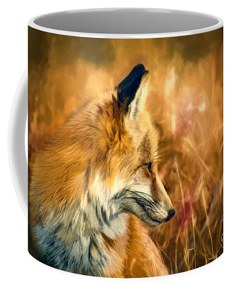 Fox Coffee Mug featuring the painting The Sly Fox by Tina LeCour
