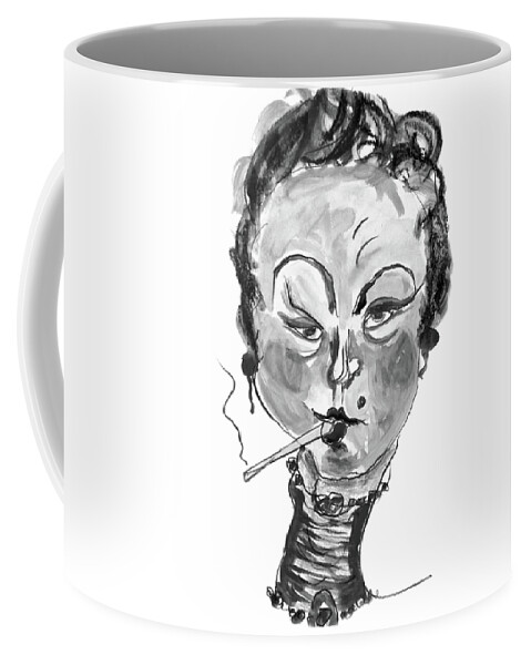 Marian Voicu Coffee Mug featuring the painting The Smoker - Black and White by Marian Voicu