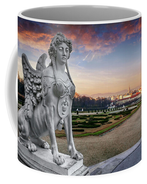 Vienna Coffee Mug featuring the photograph The Sphinx of the Belvedere Vienna by Carol Japp