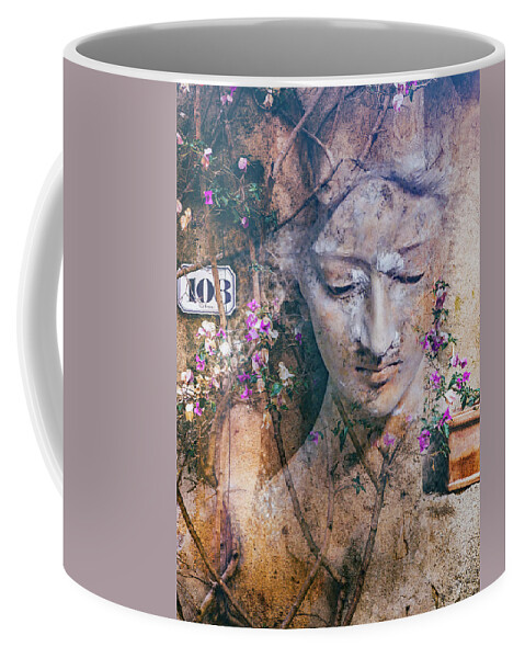 Statue Coffee Mug featuring the digital art The statue with the romantic touch by Gabi Hampe