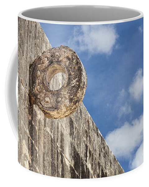 Art And Craft Coffee Mug featuring the photograph The Stone Ring at the Great Mayan Ball Court Of Chichen Itza by Bryan Mullennix