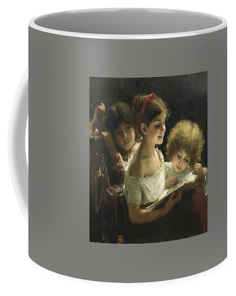 Alexei Alexeevich Harlamoff (russian Coffee Mug featuring the painting The story book by Alexei Alexeevich Harlamoff