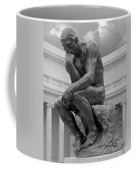 The Thinker Coffee Mug featuring the photograph The Thinker Bronze Sculpture Auguste Rodin Legion of Honor San Francisco California 1 by Kathy Anselmo