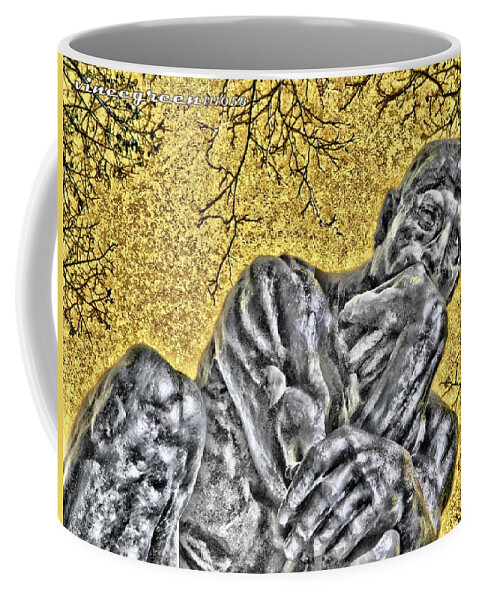 Statue Coffee Mug featuring the digital art The Thinker - Study #1 by Vincent Green