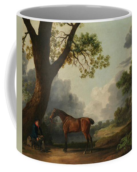 British Painters Coffee Mug featuring the painting The Third Duke of Dorset's Hunter with a Groom and a Dog by George Stubbs