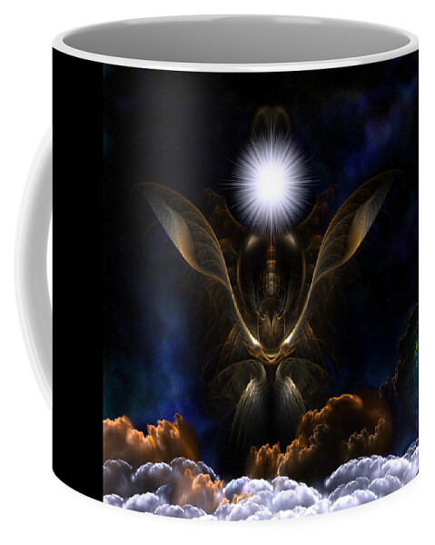 Tower In The Bottle Coffee Mug featuring the digital art The Tower In The Bottle Takes Flight by Rolando Burbon