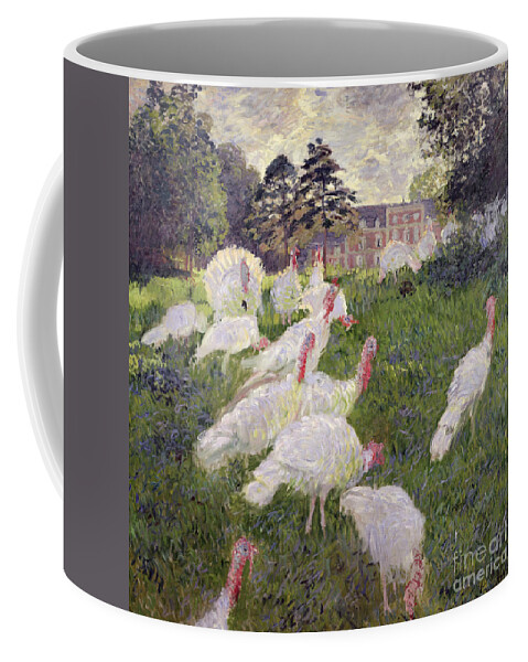 The Turkeys At The Chateau De Rottembourg Coffee Mug featuring the painting The Turkeys at the Chateau de Rottembourg by Claude Monet