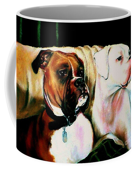 Dogs Coffee Mug featuring the painting Two Dogs by Georgia Doyle
