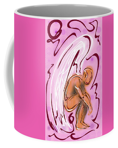 Waiting Coffee Mug featuring the mixed media The Waiting Guardian by Demitrius Motion Bullock