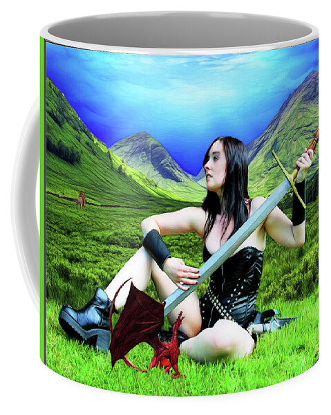 Dragon Coffee Mug featuring the photograph The Warrior And The Pseudo Dragon by Jon Volden