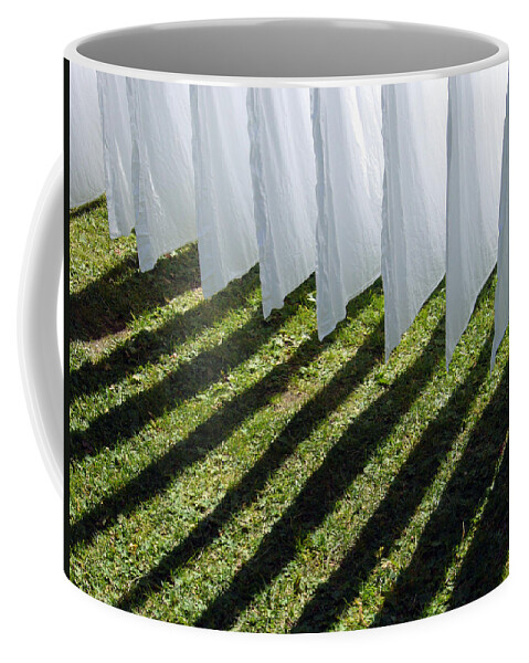 Shadow Coffee Mug featuring the photograph The washing is on the line - shadow play by Matthias Hauser