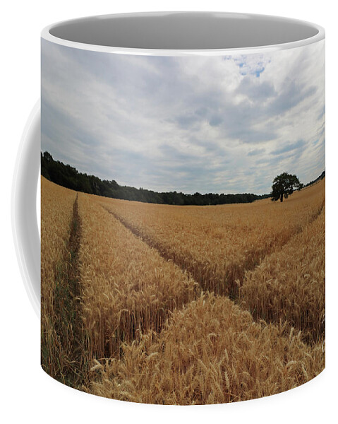 The Wheat Cross Overcast Skies Coffee Mug featuring the photograph The wheat cross by Julia Gavin