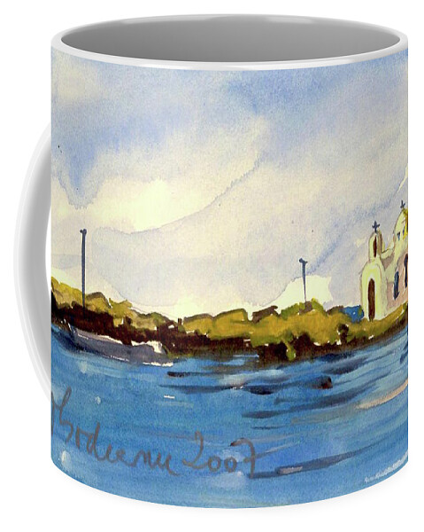 Landscape Coffee Mug featuring the painting The White Chapel by Oana Godeanu