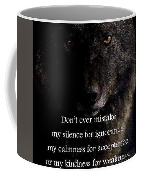 Wolf Coffee Mug featuring the photograph The Wolf Knows NFS by VIVA Anderson