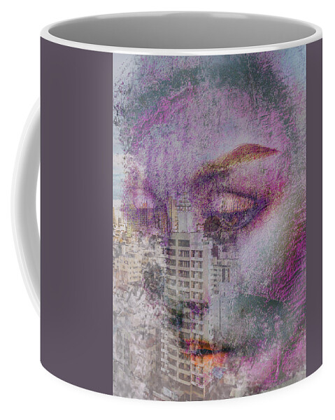 Woman Coffee Mug featuring the digital art The woman with the skyscraper by Gabi Hampe