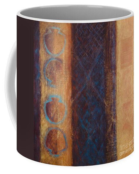 Abstract Coffee Mug featuring the painting The X Factor Alchemy of Consciousness by Kerryn Madsen-Pietsch