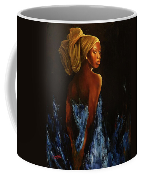 Figurative Coffee Mug featuring the painting The Yellow Towel by Barry BLAKE
