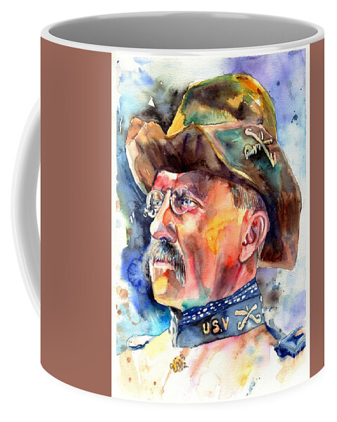 Theodore Roosevelt Coffee Mug featuring the painting Theodore Roosevelt painting by Suzann Sines