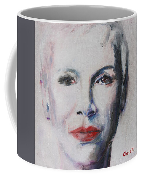 Annie Lennox Coffee Mug featuring the painting There Must Be an Angel by Christel Roelandt
