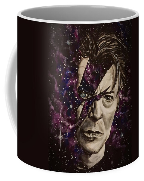 David Bowie Coffee Mug featuring the painting There's A Starman Waiting In The Sky by Joel Tesch