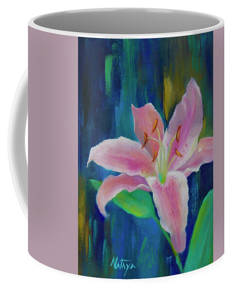 Lily Coffee Mug featuring the painting They Neither Toil Nor Spin by Nataya Crow