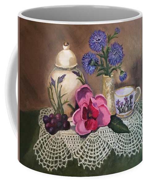  Tea Cup Coffee Mug featuring the painting Thinking of Tea by Sharon Schultz