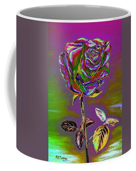 Rose Coffee Mug featuring the painting Thinking of you. by Loredana Messina