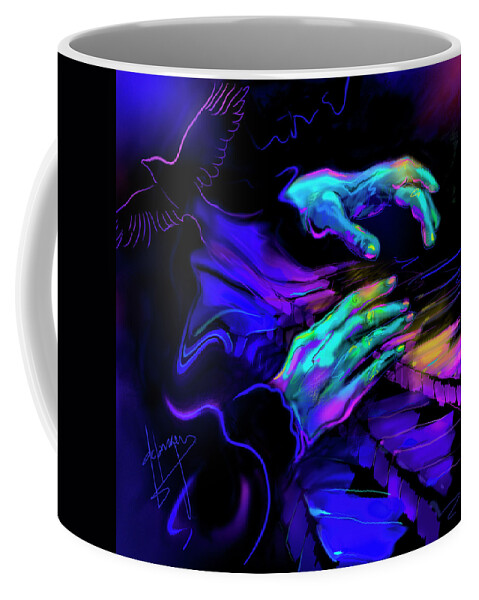 Guitar Coffee Mug featuring the painting Thinking Out Loud by DC Langer