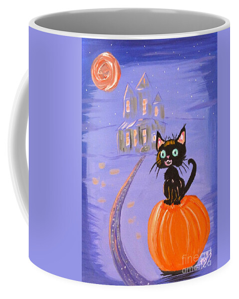Halloween Coffee Mug featuring the painting Things I Like Best at Halloween by Phyllis Kaltenbach