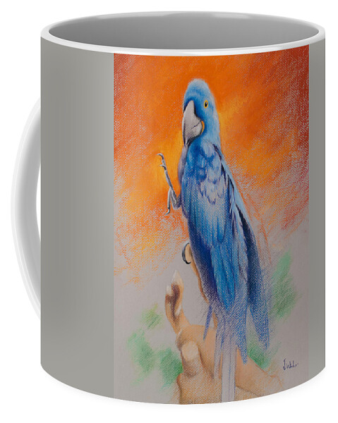 Parrot Coffee Mug featuring the painting This Bird Had Flown by Joe Winkler