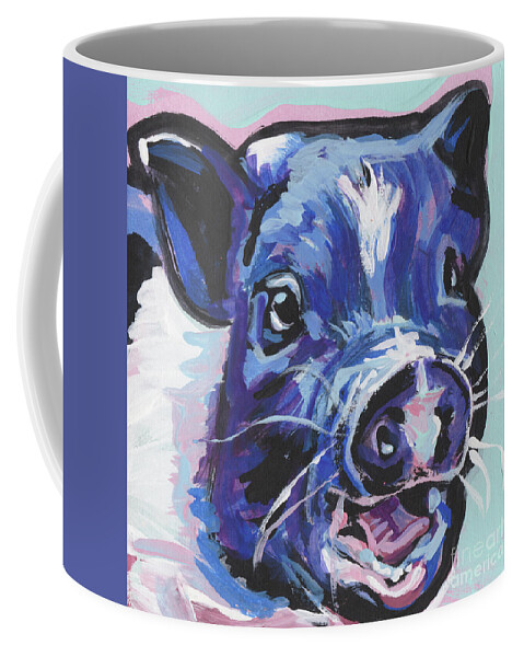 Mini Pig Coffee Mug featuring the painting This Little Piggy by Lea