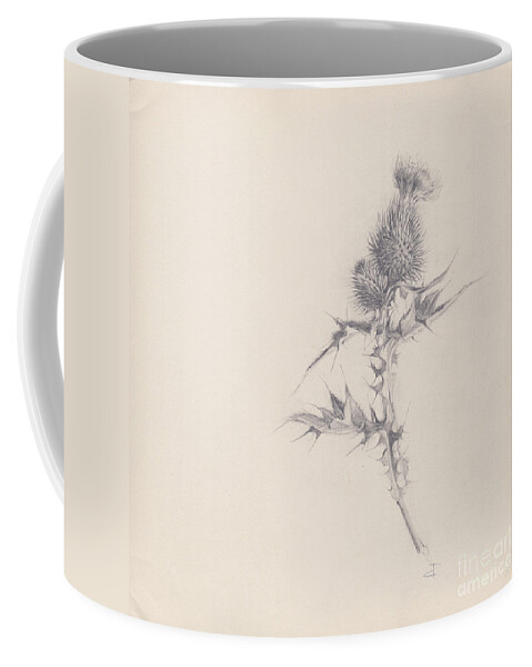 Flotsam Coffee Mug featuring the drawing Thistle Sketchpad Page by Paul Davenport