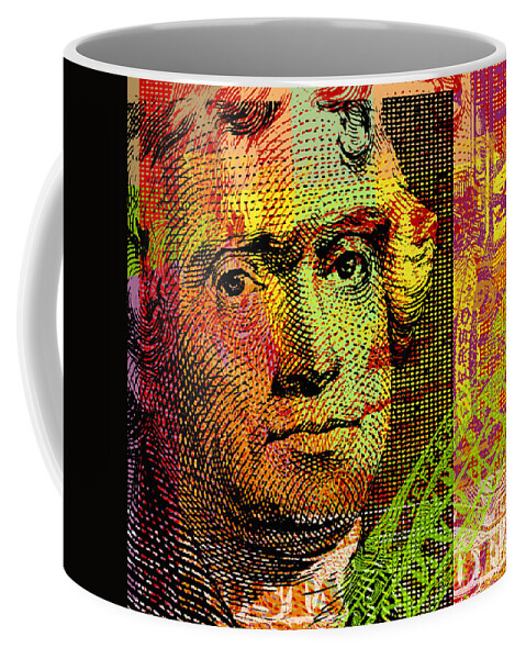 Thomas Jefferson Coffee Mug featuring the digital art Thomas Jefferson - $2 bill by Jean luc Comperat