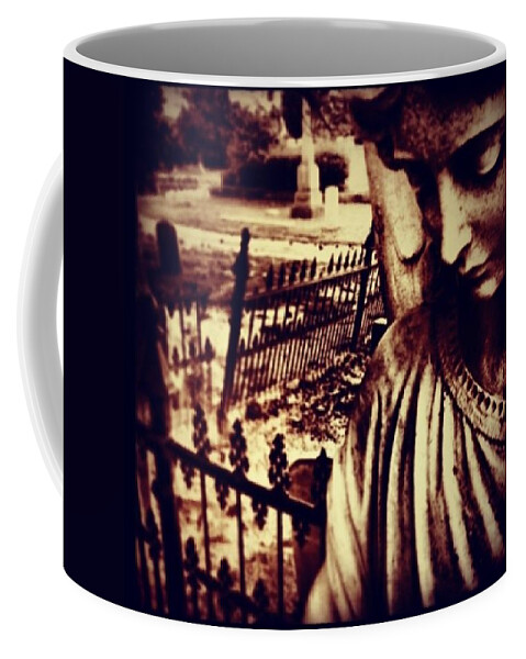  Stone Angel Coffee Mug featuring the photograph thoughtful Angel by Aaron Martens