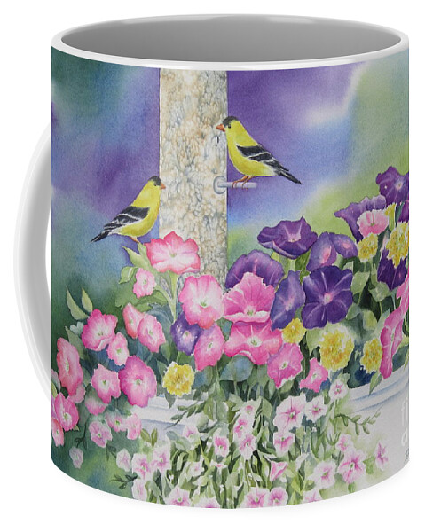 Gold Finch Coffee Mug featuring the painting Thoughts Of You by Deborah Ronglien