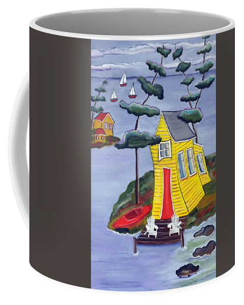 Abstract Coffee Mug featuring the painting The Channel by Heather Lovat-Fraser