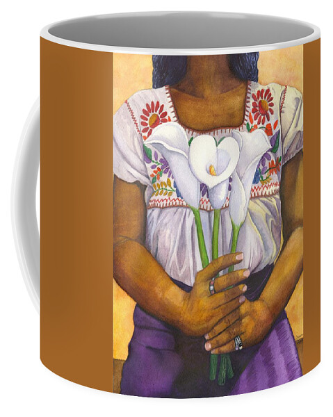 Lily Coffee Mug featuring the painting Three Calla Lilies by Catherine G McElroy