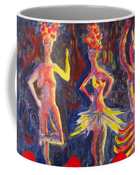 Dancers Coffee Mug featuring the painting Three Dancers by Walt Brodis